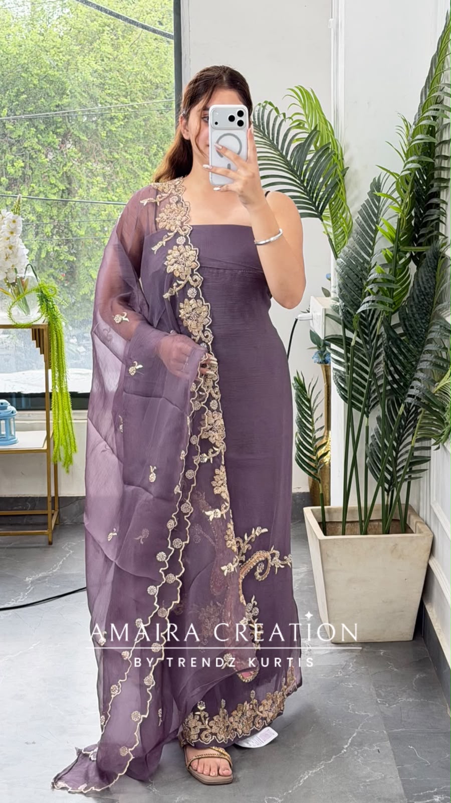 Premium Organza Purple Colour Unstitch Suit With Beautiful Hand Work