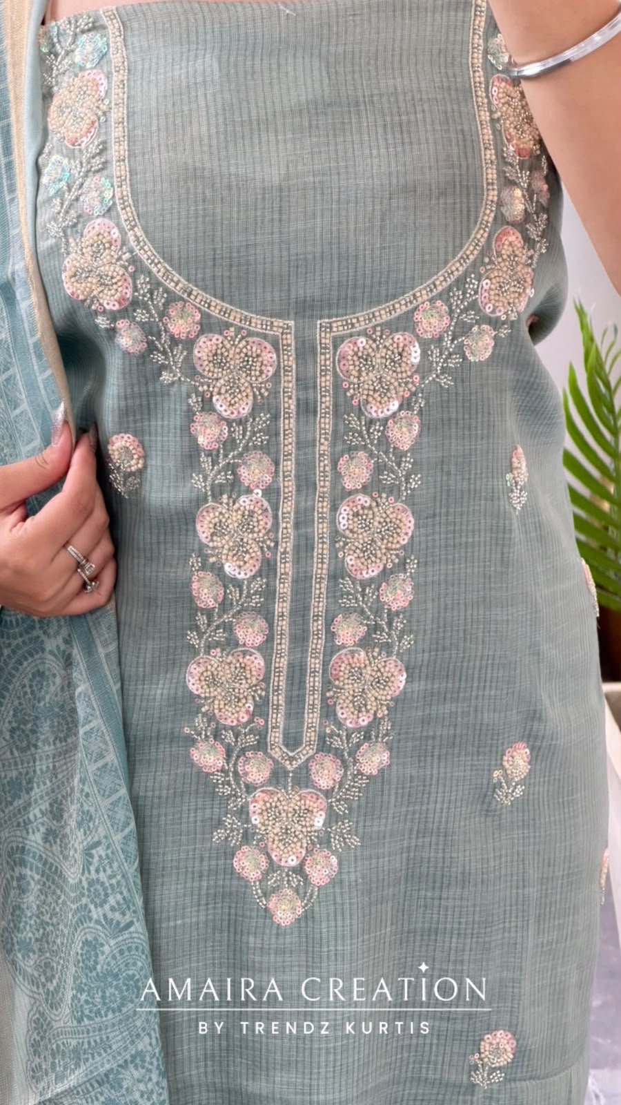 Premium Shimmer Silk Sea Green Colour Unstitch Suit With Printed Dupatta