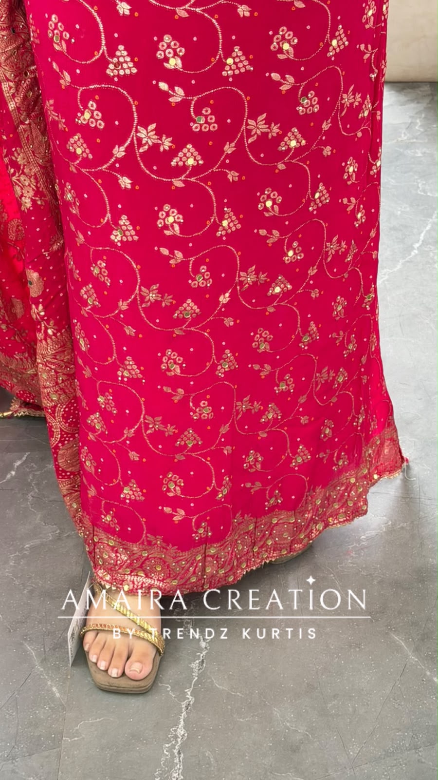 Premium Chinnon Magenta Colour Bandhni Print Pattern Unstitch Suit With Banarasi
