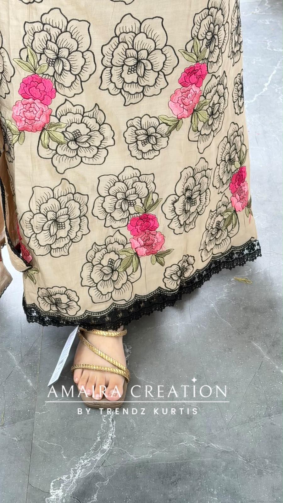 Premium Muslin Beige Colour Beautiful Thread Embroidery Detailing Unstitch Suit