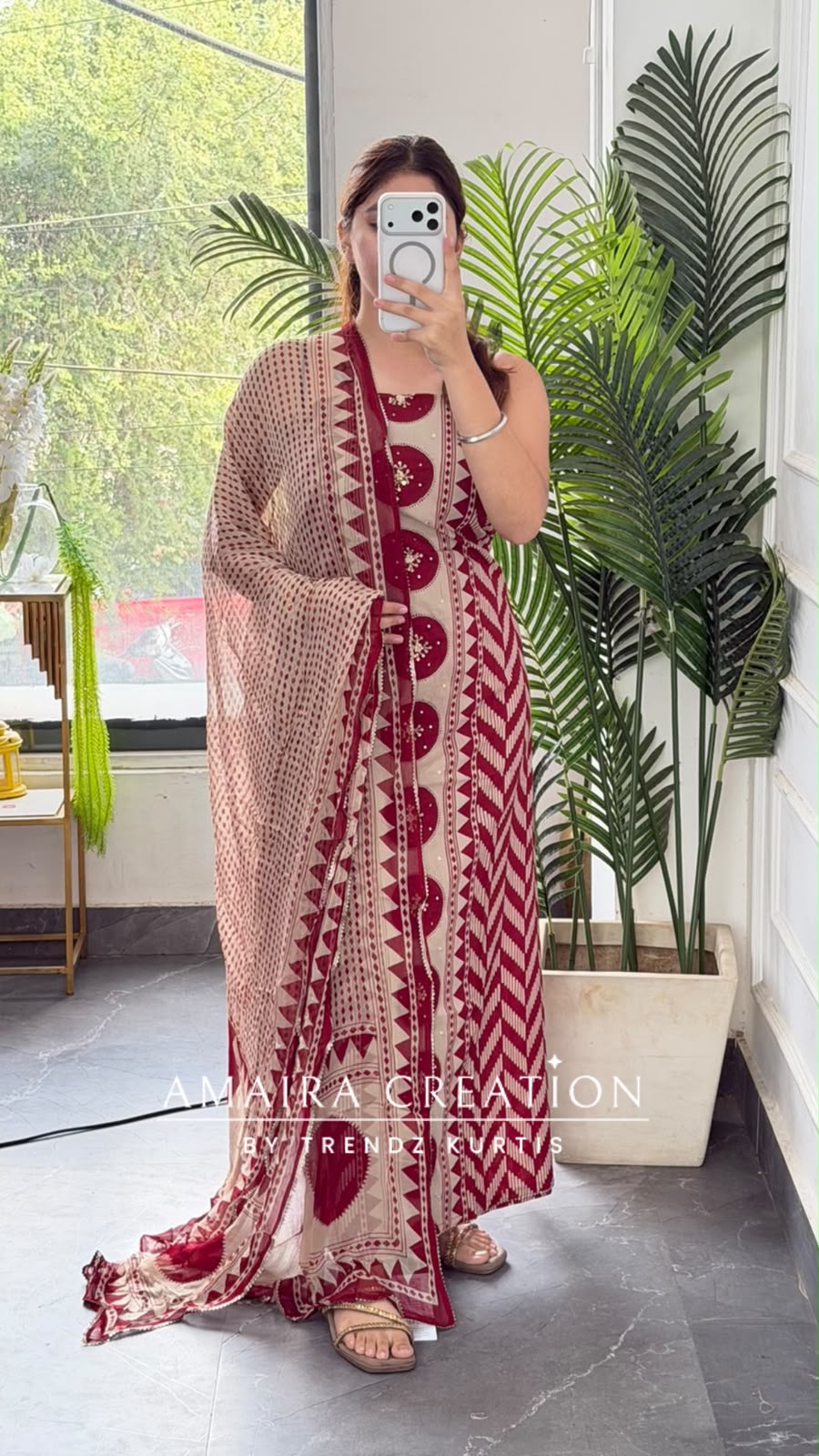 Premium Cotton Maroon Colour Unstitch Suit