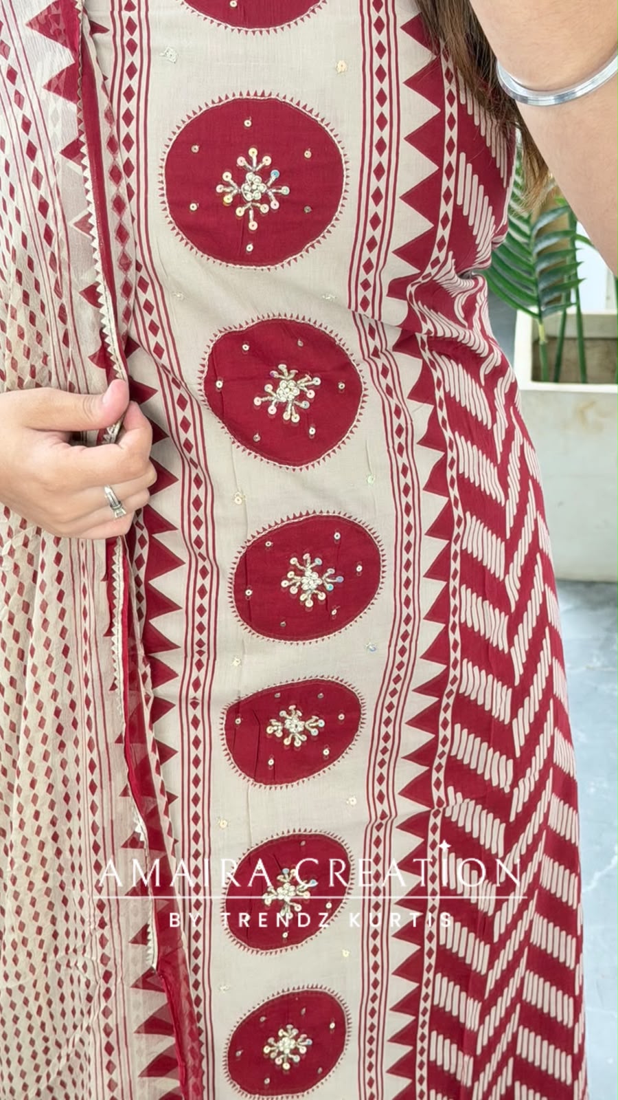 Premium Cotton Maroon Colour Unstitch Suit