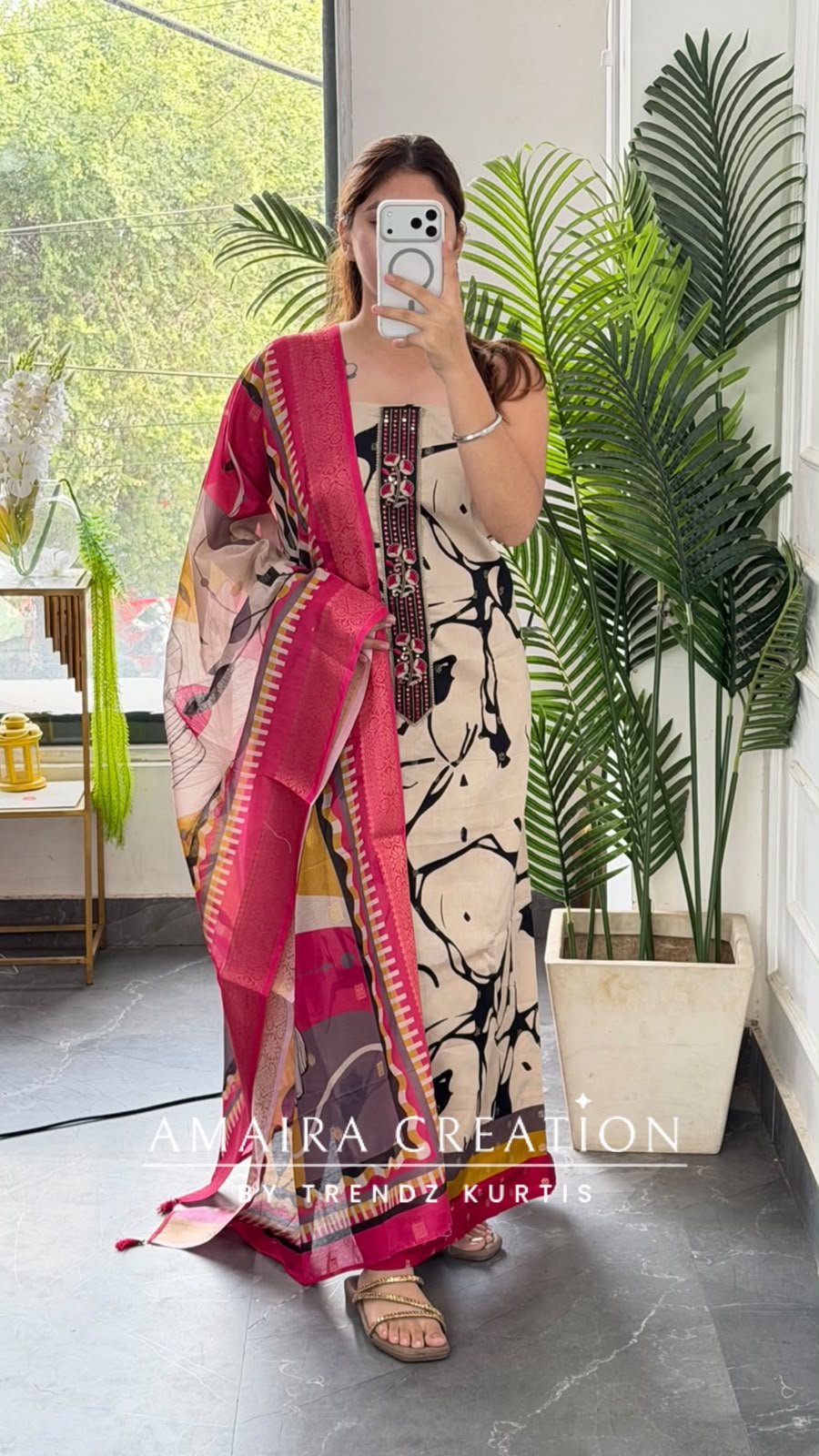 Premium Glaze Cotton Multi Beige Colour Unstitch Suit