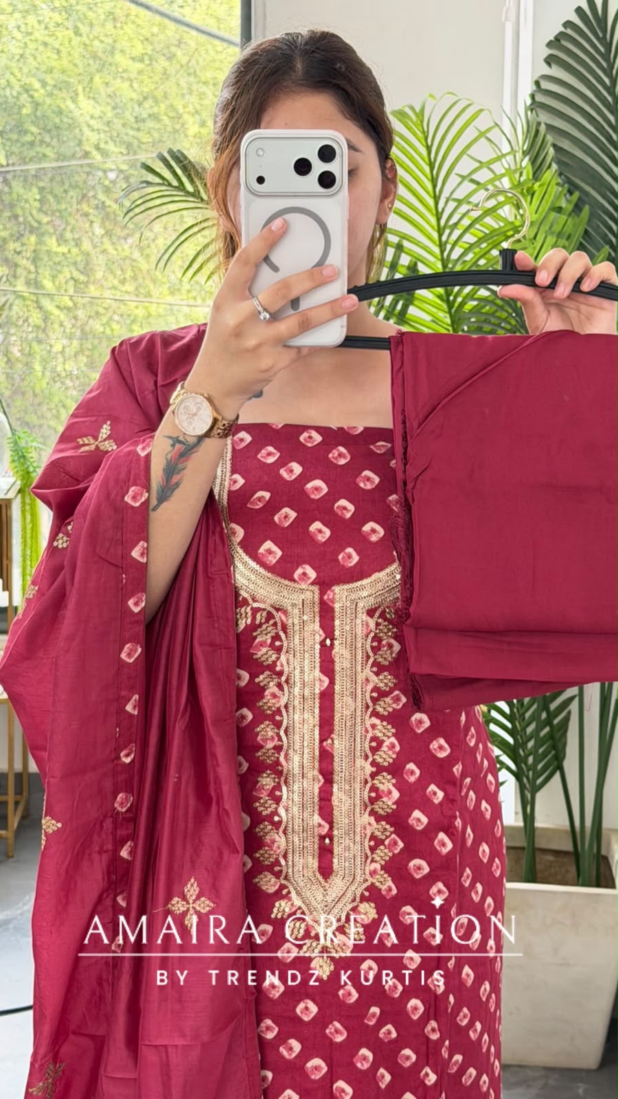 Premium Glaze Cotton Bandhez Print Unstitch Suit