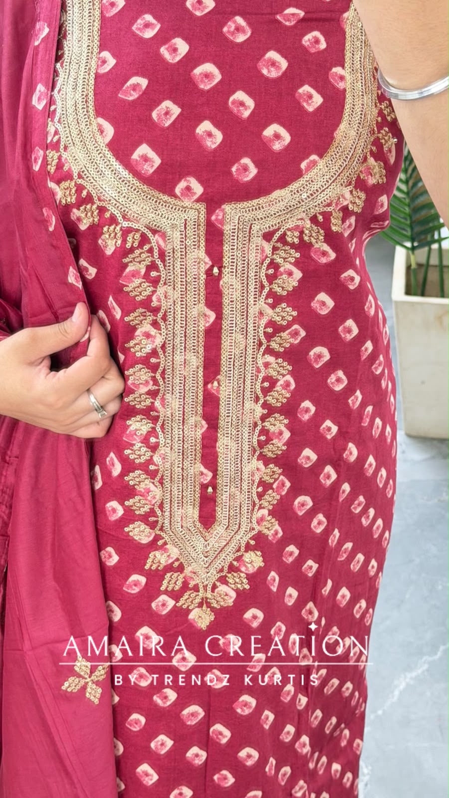Premium Glaze Cotton Bandhez Print Unstitch Suit