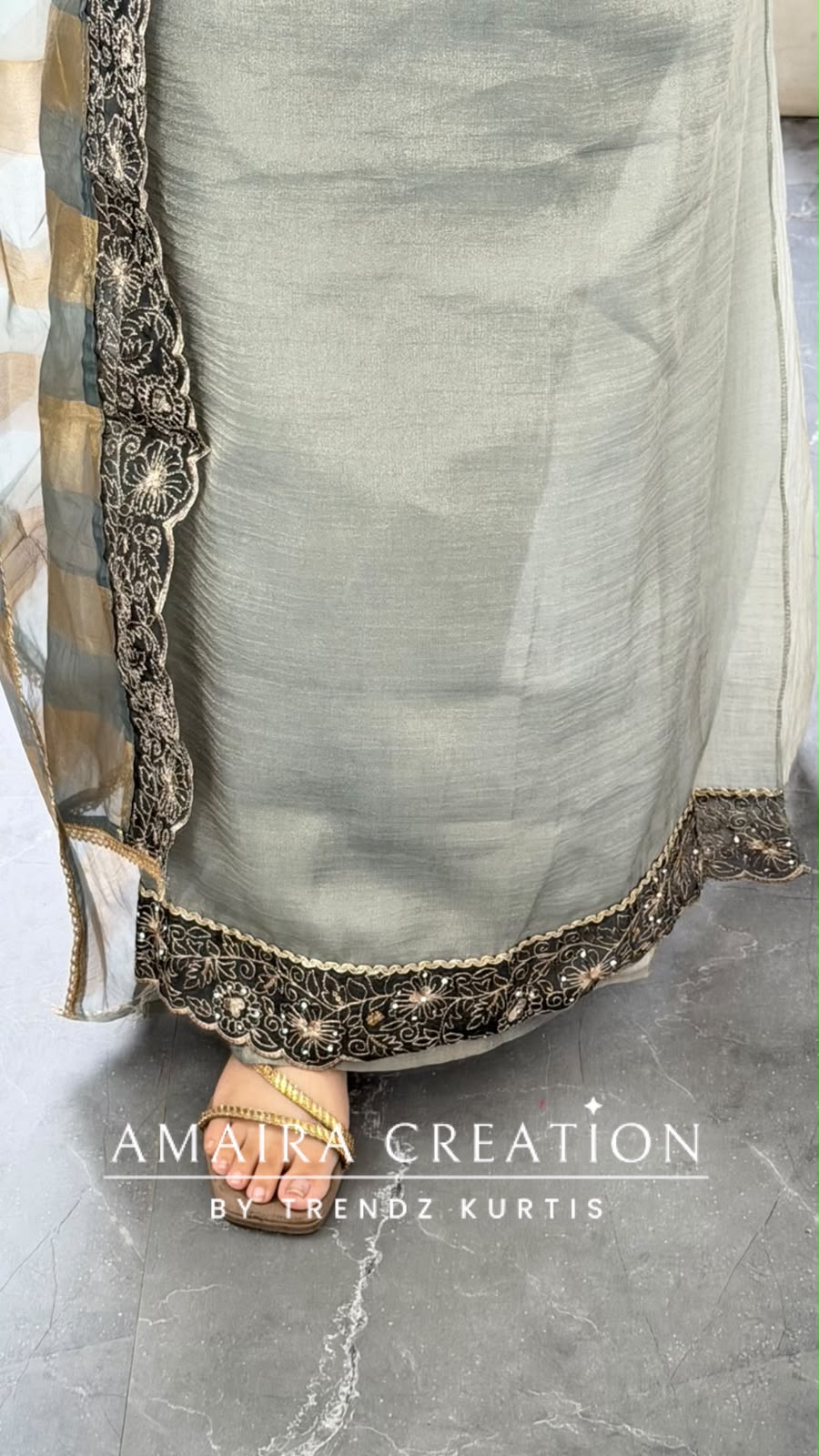 Premium Tissue Fabric Sea Green Colour Zari Patch Work Pattern Unstitch Suit