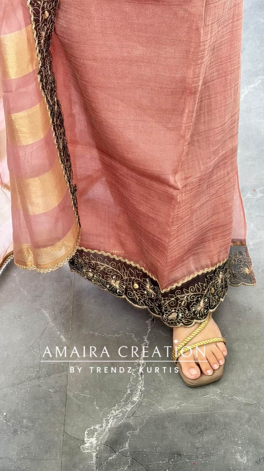 Premium Tissue Fabric Onion Colour Zari Patch Work Pattern Unstitch Suit