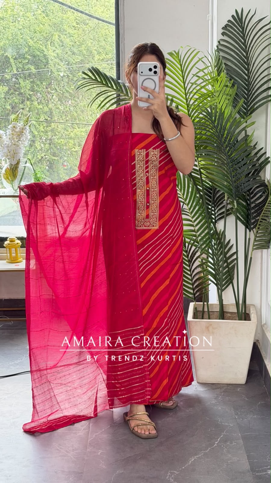 Premium Glaze Cotton Red Colour Unstitch Suit