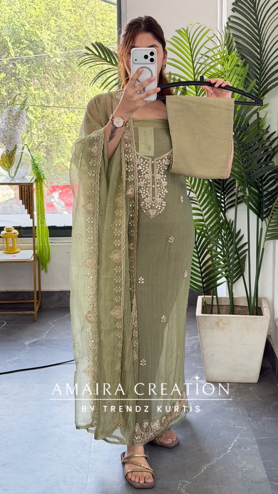 Premium Crush Tissue Peach Colour Beautiful Work Detailing Unstitch Suit Top
