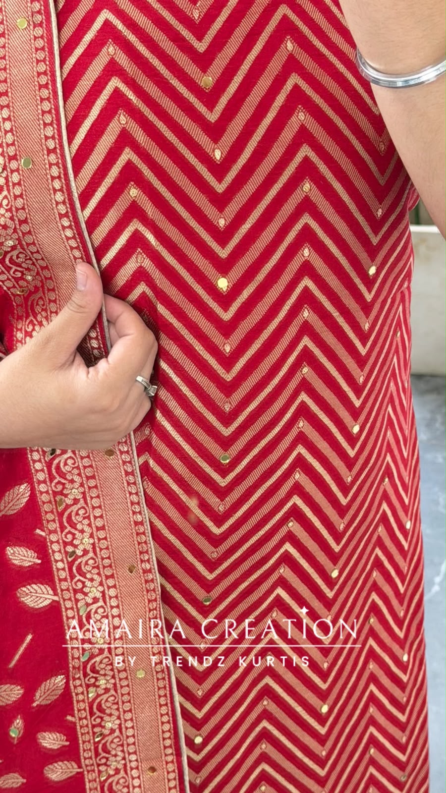 Premium Banarasi Silk Red Colour Unstitch Suit