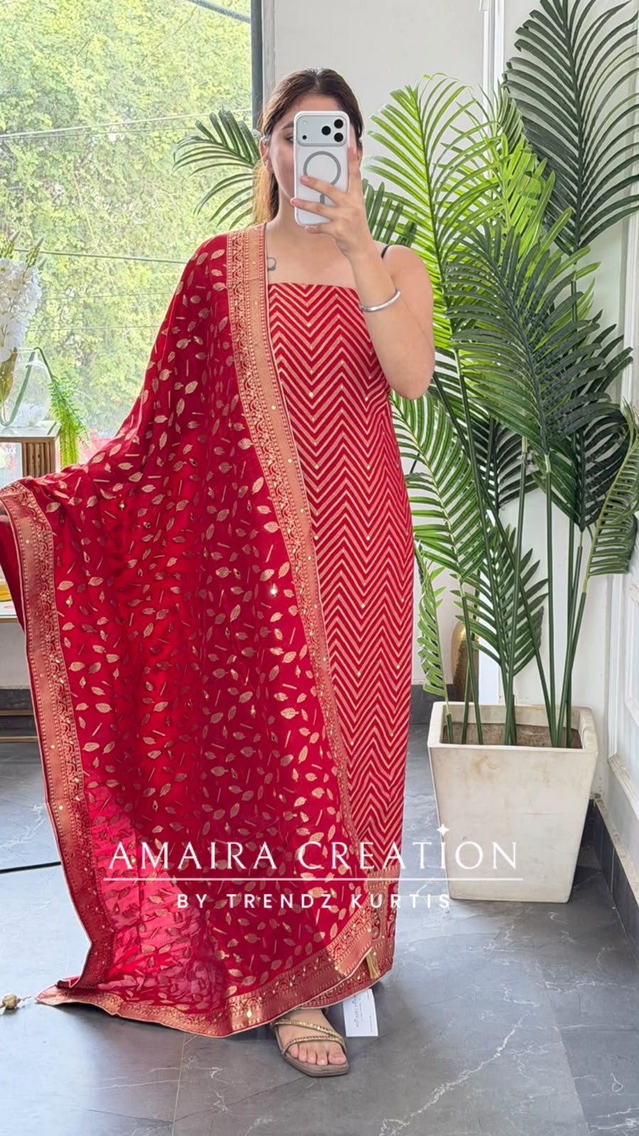 Premium Banarasi Silk Red Colour Unstitch Suit