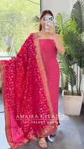 Premium Banarasi Silk Magenta Colour Unstitch Suit