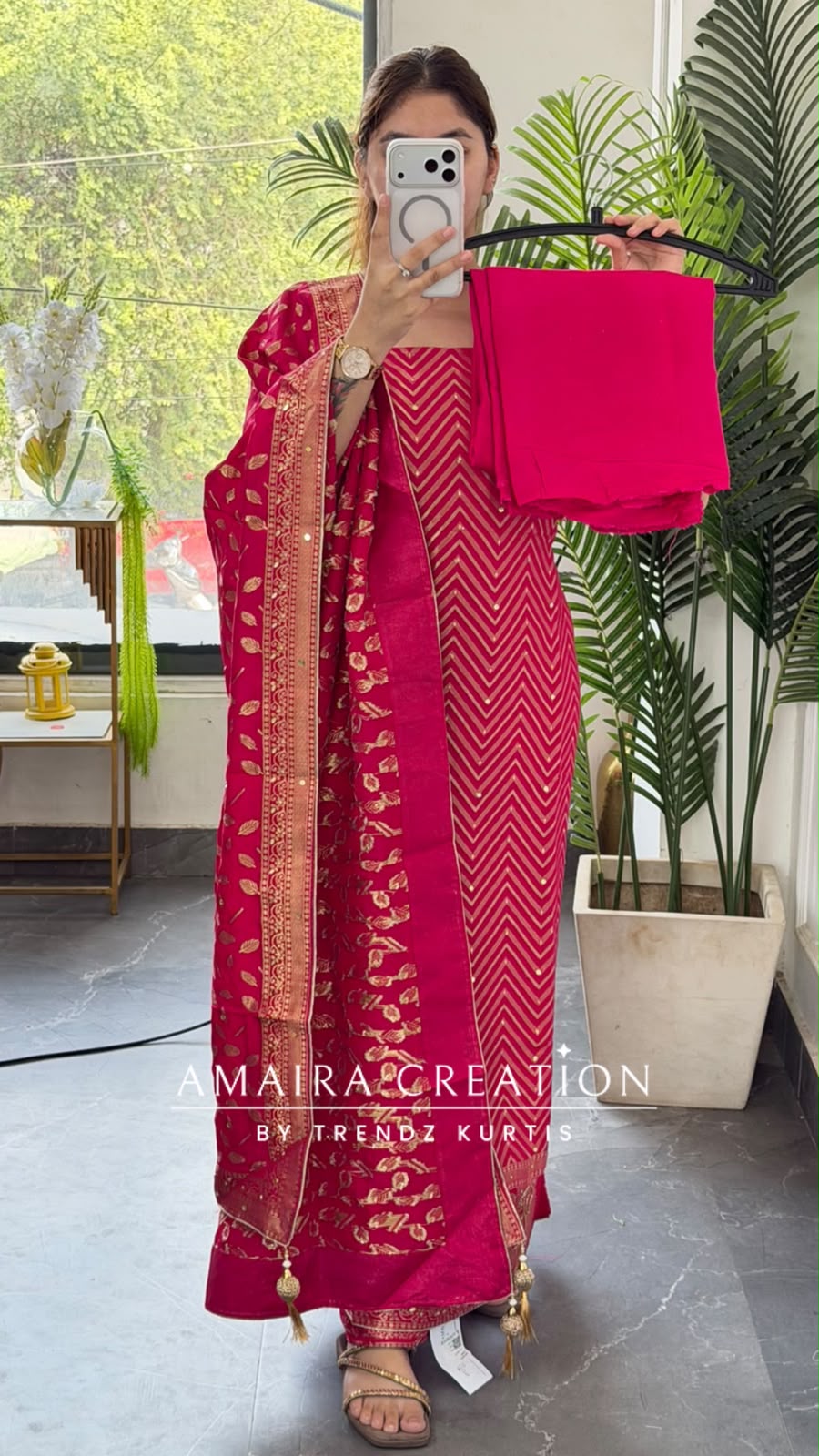 Premium Banarasi Silk Magenta Colour Unstitch Suit