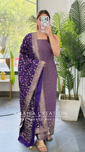 Premium Banarasi Silk Purple Colour Unstitch Suit Rs 2650