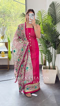 Premium Glaze Cotton Magenta Colour kanta Work Unstitch Suit