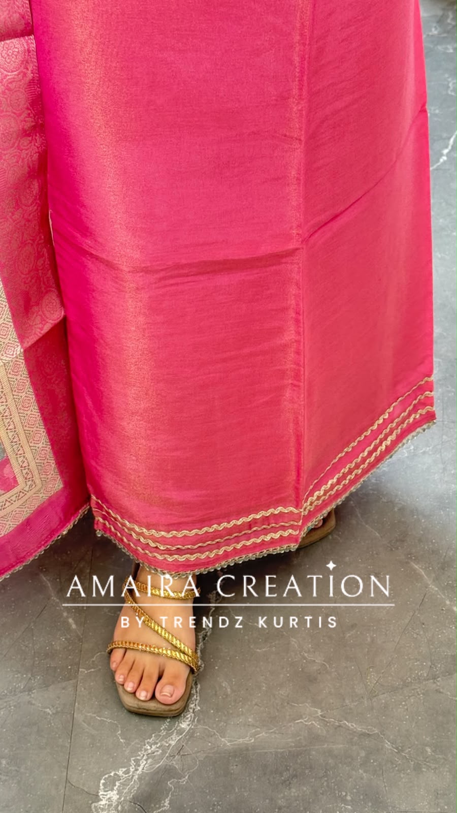 Premium Tissue Fabric Pink Colour Mirror Work Detailing Unstitched Suit
