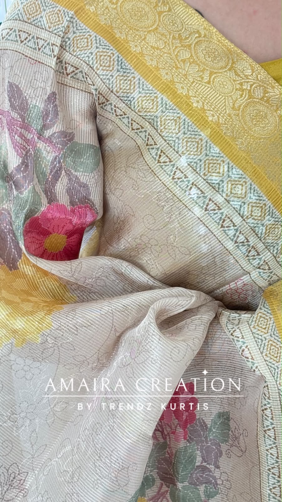 Premium Tissue Fabric Mustard Colour  Mirror Work Detailing Unstitched Suit