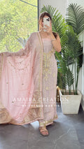 Premium Organza Baby Pink Colour Gotta Patti work unstitched Suit