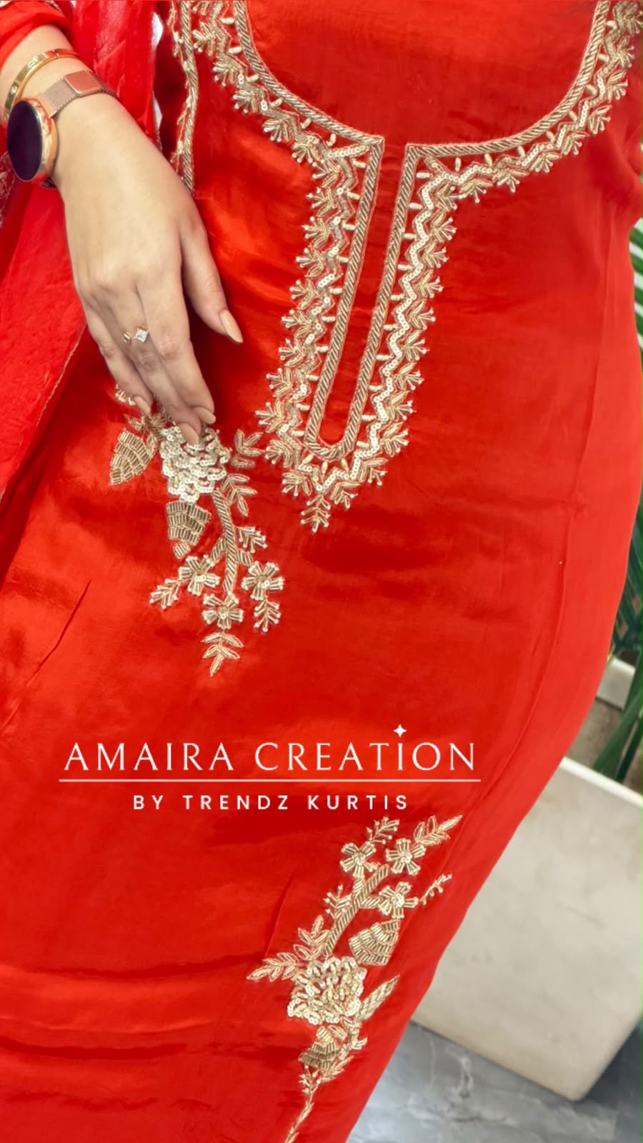 Premium Orgnaza Orange Colour Unstitch Suit With Chiffon Dupatta
