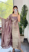 Premium Banarasi Brocade Mauve Colour Unstitch Suit