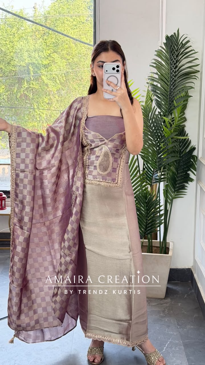 Premium Banarasi Brocade Mauve Colour Unstitch Suit