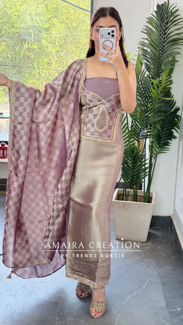 Premium Banarasi Brocade Mauve Colour Unstitch Suit