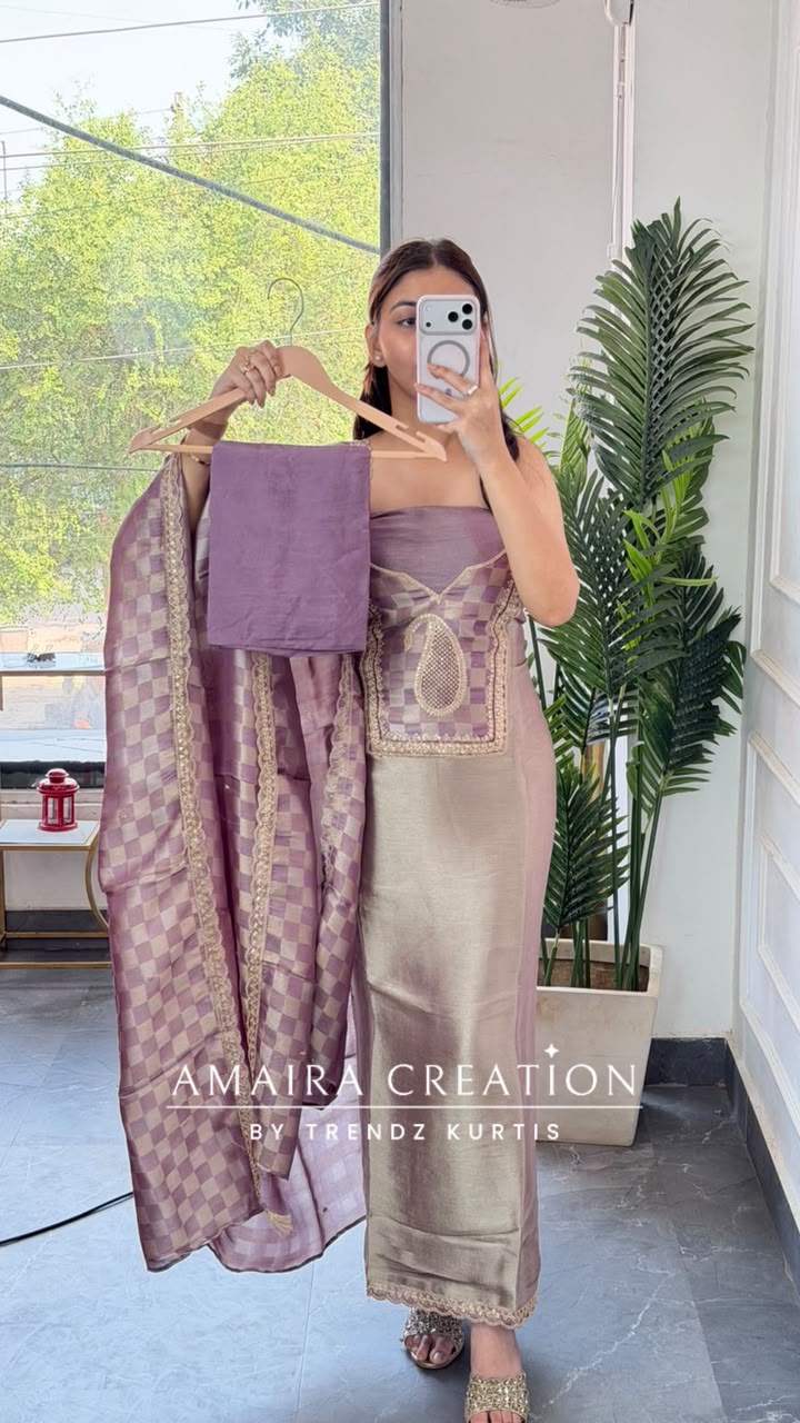 Premium Banarasi Brocade Mauve Colour Unstitch Suit