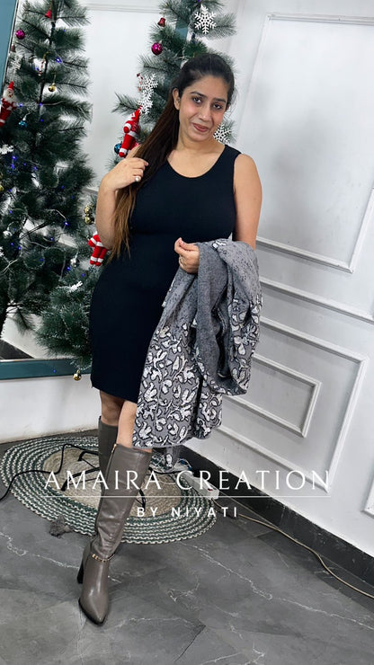 Grey Black 2 Piece Indo-Western Set