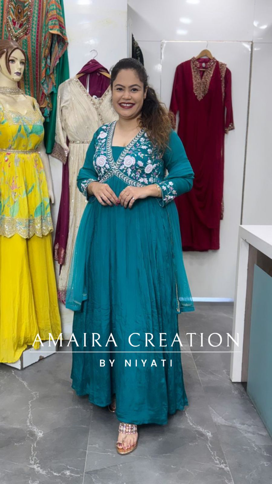 Full Flair Anarkali Gown With Beautiful Embroidery