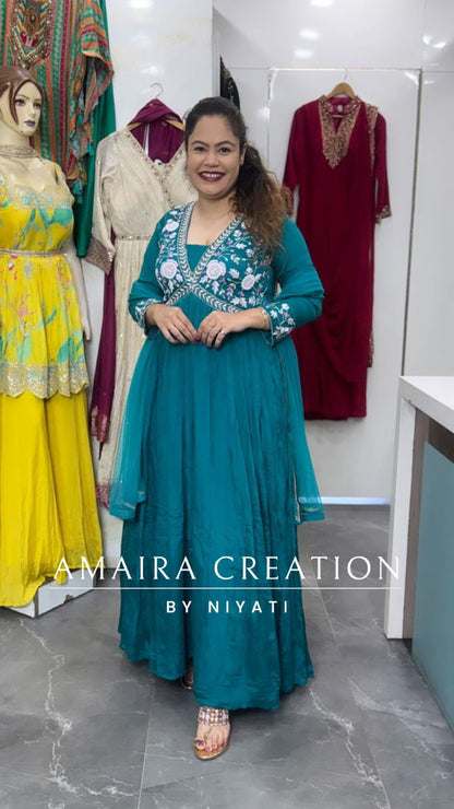 Full Flair Anarkali Gown With Beautiful Embroidery
