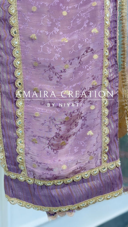 Pearl Work Organza Fabric Unstitch Suit With Beautiful Dupatta