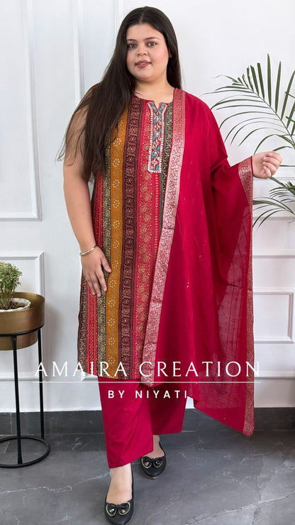 Multi Color Muslin Fabric Pant Set (Sleeves Available)