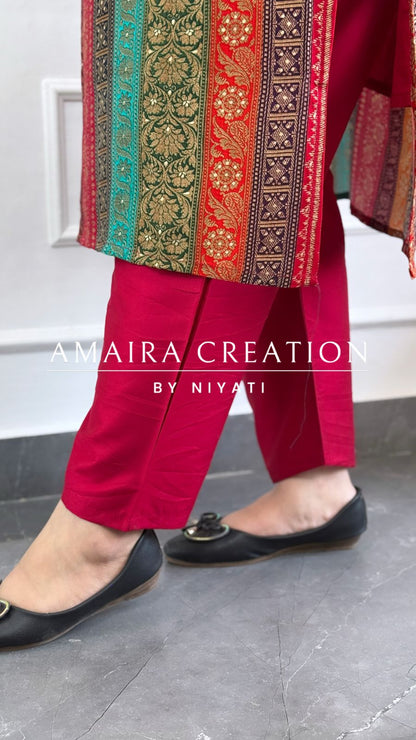 Multi Color Muslin Fabric Pant Set (Sleeves Available)