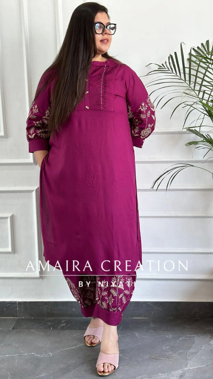 Black Color Reyon Embroidered Afghani Set With Printed Dupatta