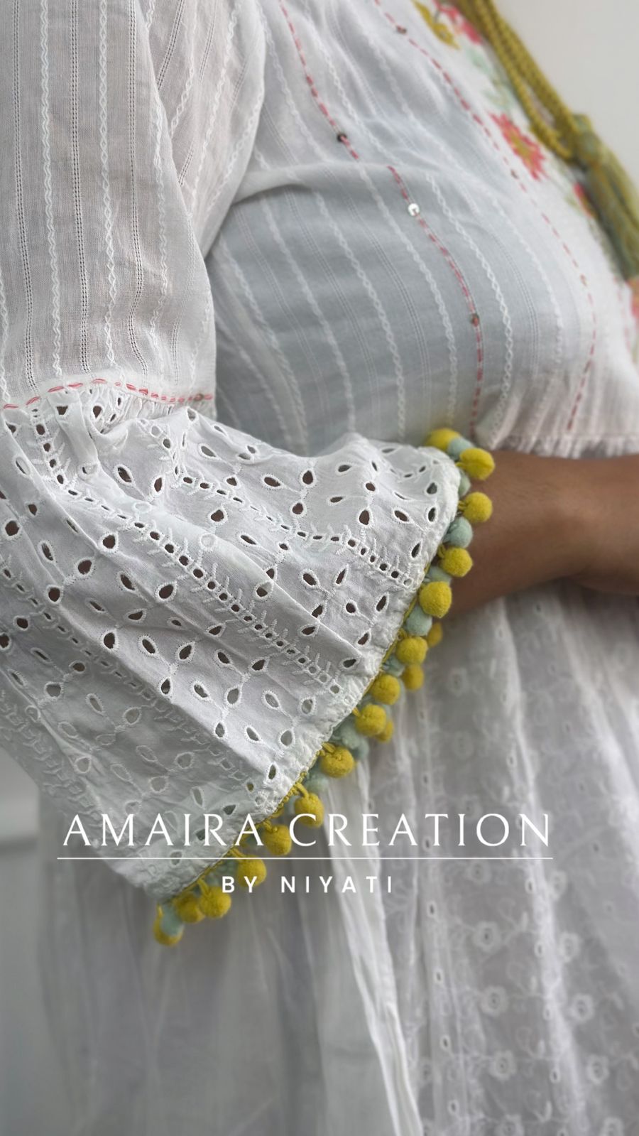 Schiffli Cotton White Dress