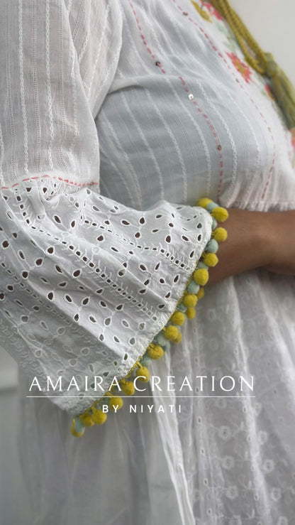 Schiffli Cotton White Dress