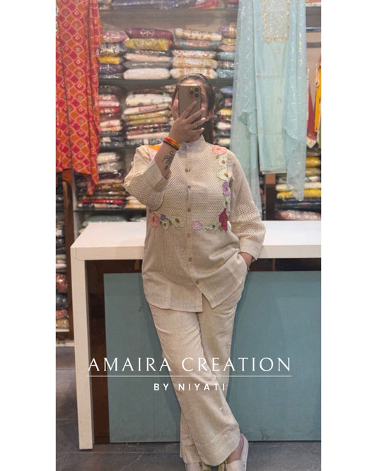 Jute Beige Color Cotton Coord Set