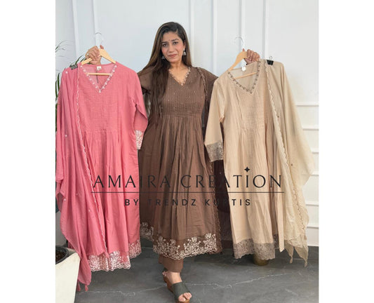 Premium Cotton Vneck ALine pant set