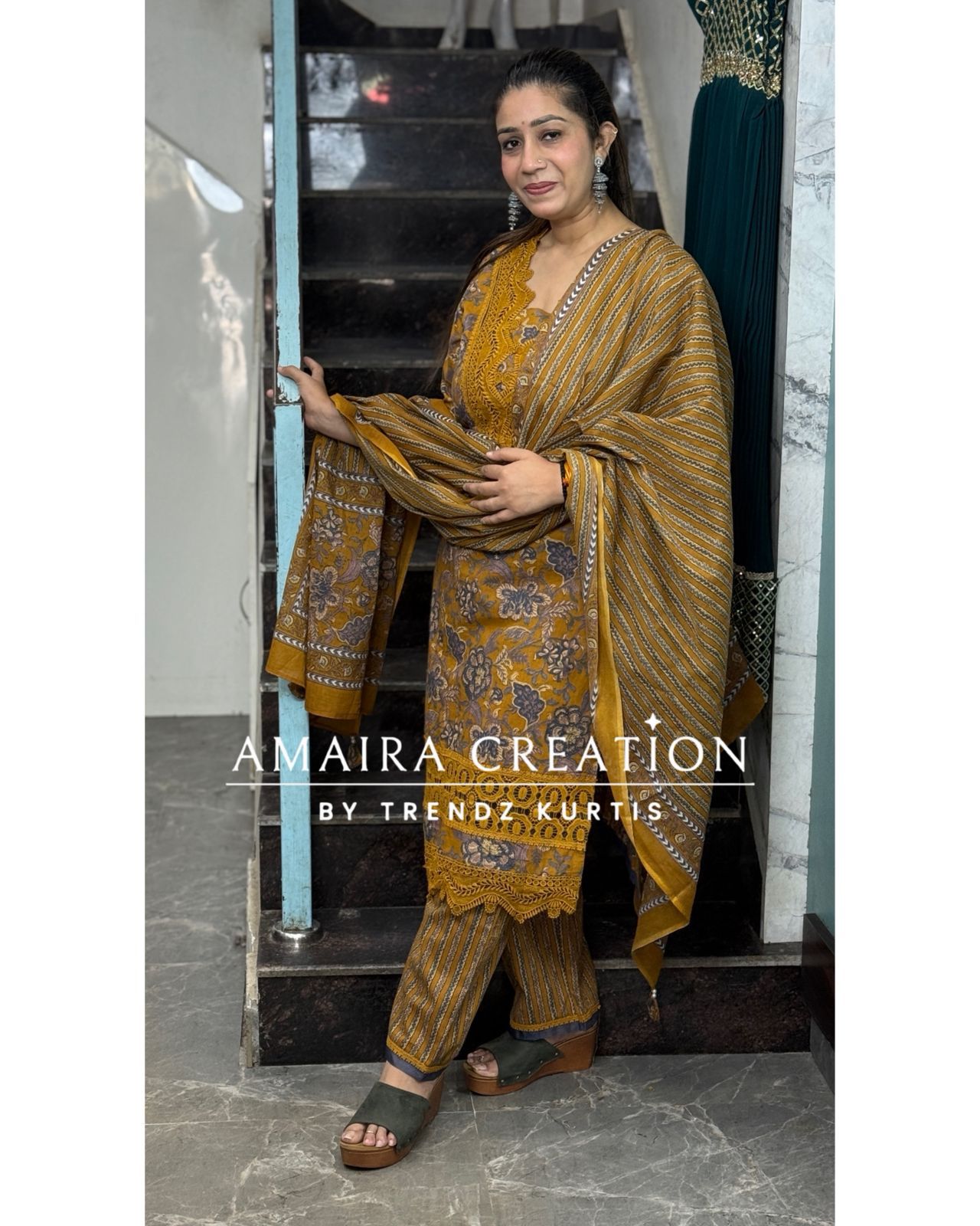 Cotton Print Pakistani Suit With Beautiful Detailing
