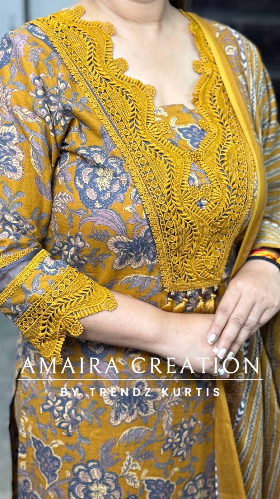Cotton Print Pakistani Suit With Beautiful Detailing