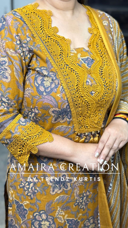 Cotton Print Pakistani Suit With Beautiful Detailing