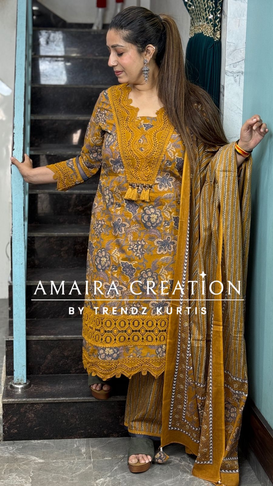 Cotton Print Pakistani Suit With Beautiful Detailing
