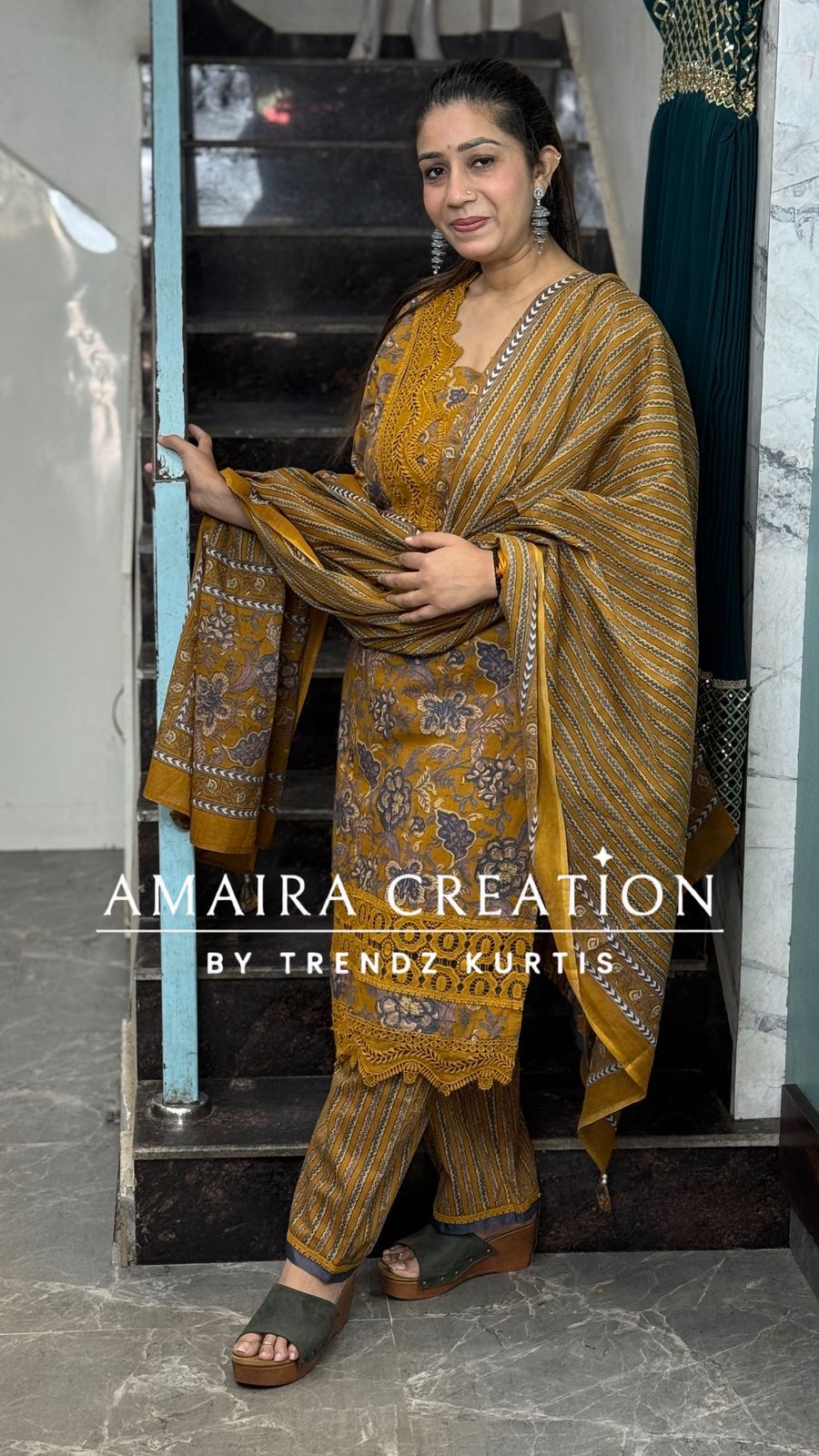 Cotton Print Pakistani Suit With Beautiful Detailing