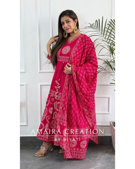Jaipuri Print Cotton Anarkali Set
