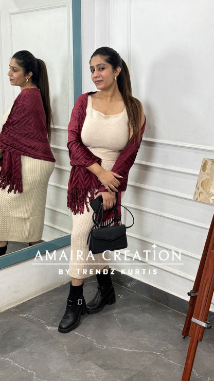 Premium Woolen Zig Zag Pattern Stole