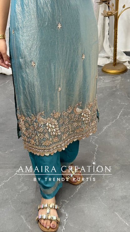 Premium Jimmy choo Fabric Beautiful HandWork Pant Set(17 inches sleeves