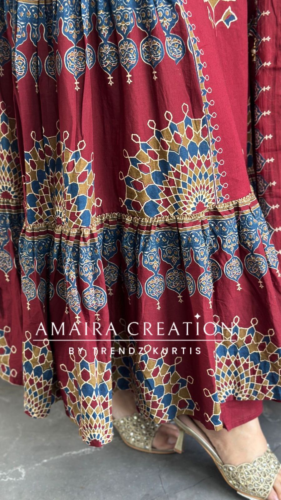 Premium Cotton Maroon Color Anarkali Set