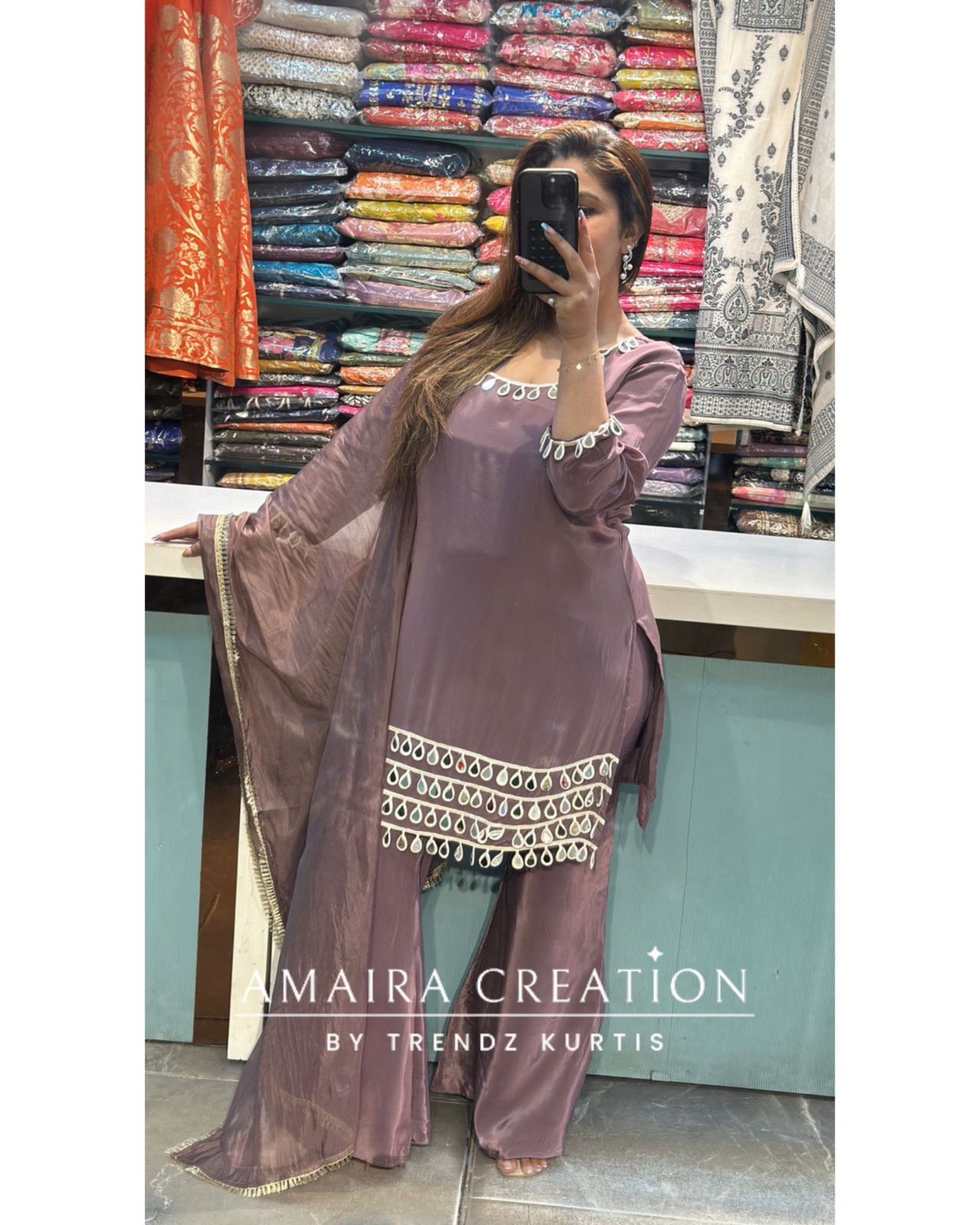 Premium Crepe Lavender Pakistani Style Cord Set With Dupatta