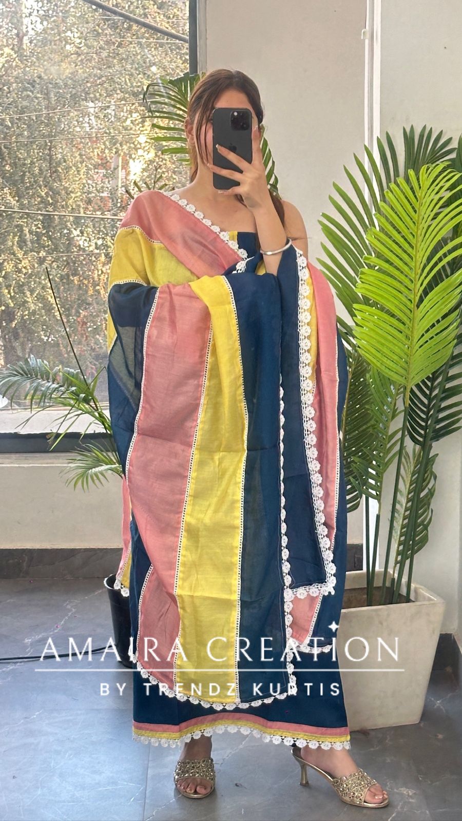 Premium Cotton Reyon Navy Blue Colour Beautiful Thread Embroiderey Unstitch Suit