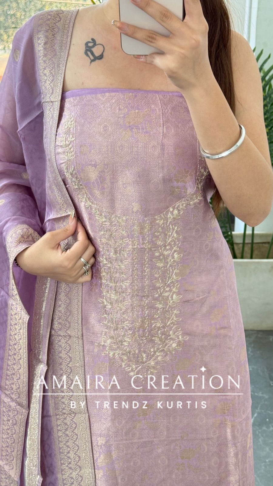 Premium Banarasi Fabric Lavender Color Unstitched Suit With Banarasi Dupatta